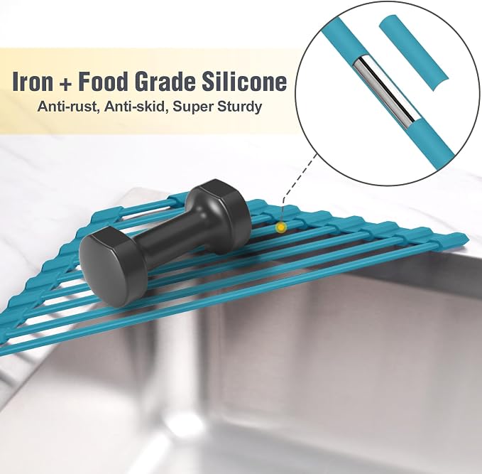 Tomorotec Compact Silicone-Coated Triangle Dish Drying Rack - Image 3