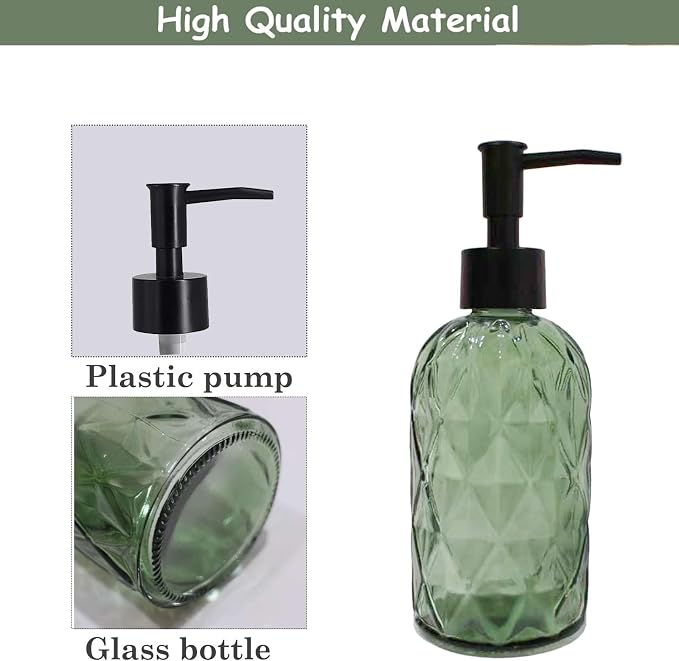 Green Glass Soap Dispenser - Image 3