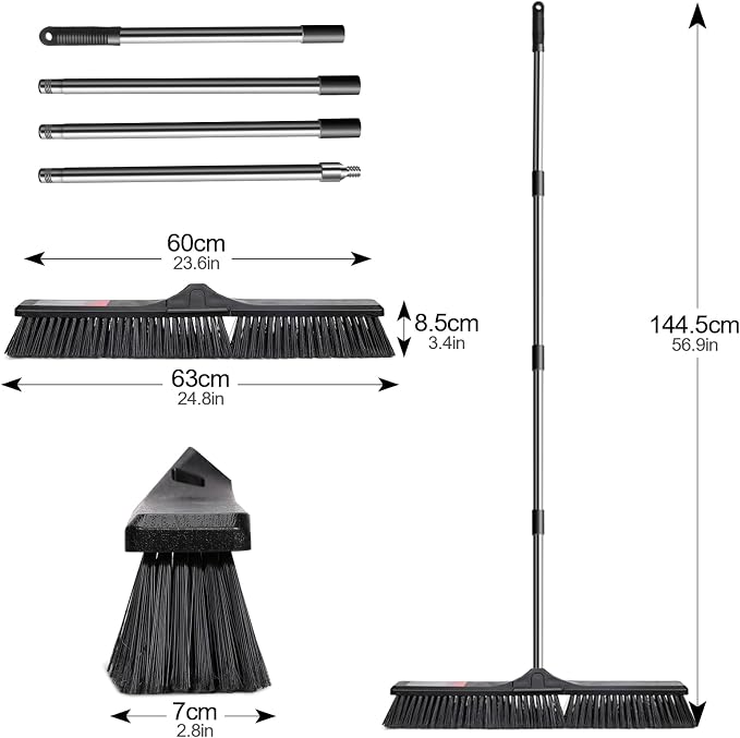 Push Broom Outdoor Heavy Duty, Masthome 24" Push Broom - Image 2