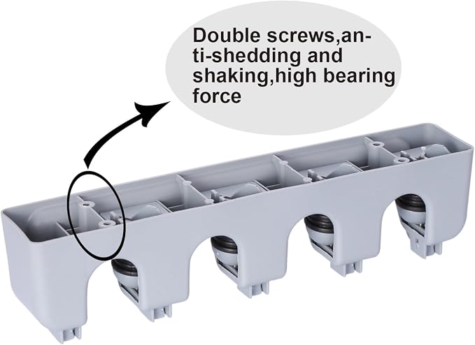 TOGU Mop and Broom Holder Wall Mounted 4 Position Storage Rack - Image 3