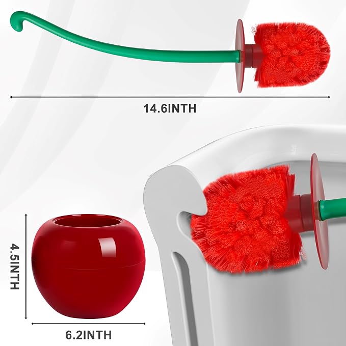 Toilet Brush Household Bathroom Cleaning Cherry: 2-Pack Adorable Shape - Image 3