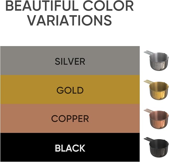 Color Up 2 Cup Measuring Cup, 480ml Black Stainless Steel Metal Measuring Scoop - Image 5