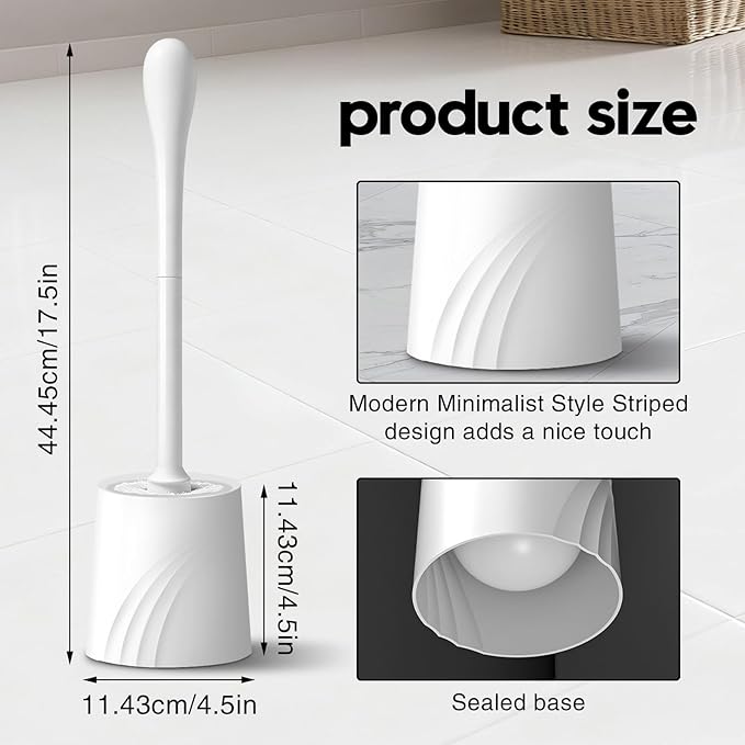 2 Pack Toilet Brush and Holder Set, Toilet Bowl Brush - Image 3
