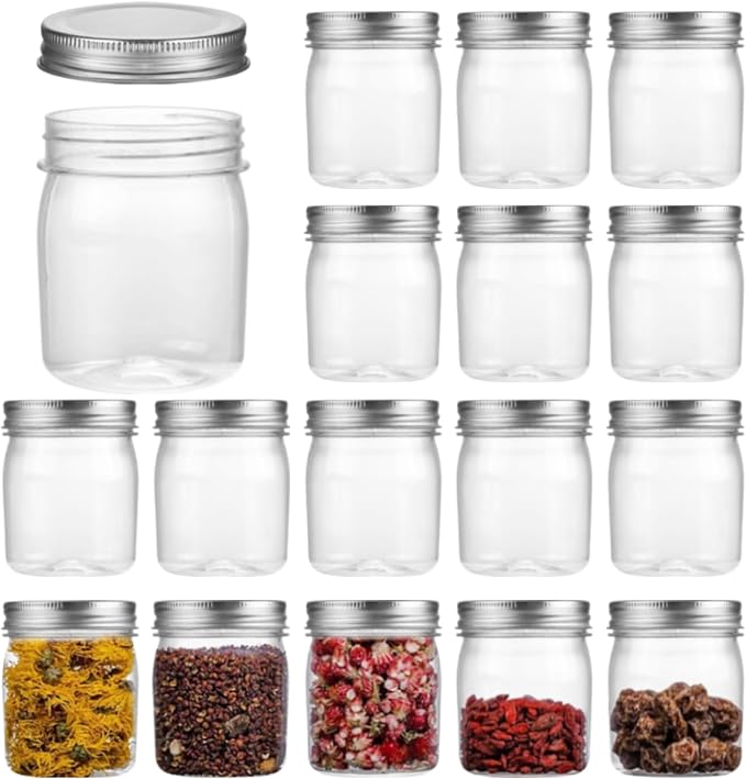 Plastic Mason Jars Reusable Storage Containers by Naivees