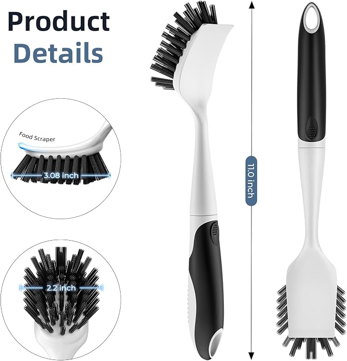 Dish Scrub Brush, 2 Pack Stiff Bristles Cleaning Scrubber Brushes - Image 7