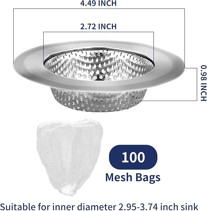 BATHRINS Kitchen Sink Drain Strainer Combination 100 Pieces of Sink Strainer - Image 4