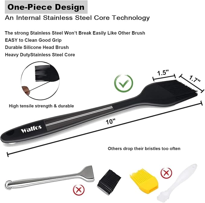 Walfos Silicone Basting Pastry Brush, Heat Resistant Pastry Brush, Strong Steel - Image 7