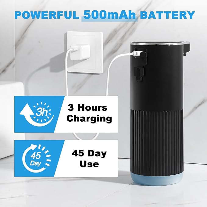 Automatic Foaming Soap Dispenser, 2 Pack Black Touchless Foam Hand Soap - Image 6