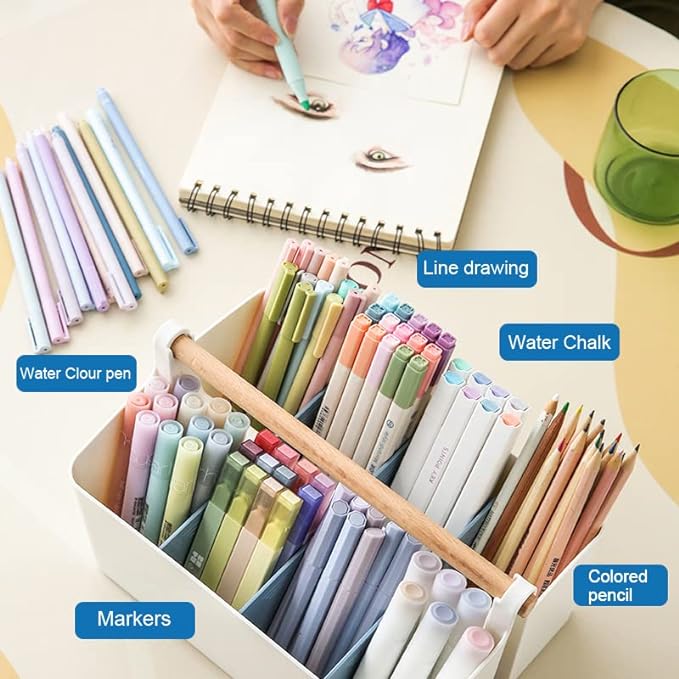 Large Portable Basket with Handle, Plastic Craft Storage Organizer Caddy Tote - Image 3