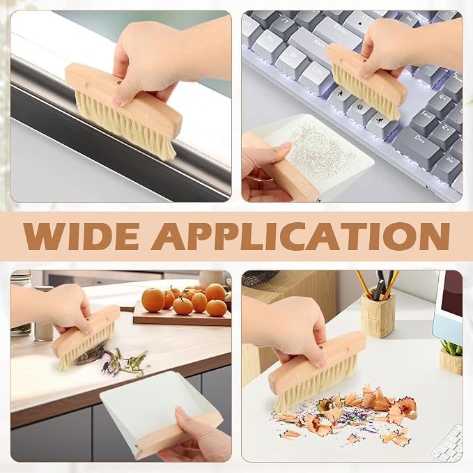 Mini Dustpan and Brush Set, Small Beechwood Dust Pan and Brush Set, Portable - Image 6