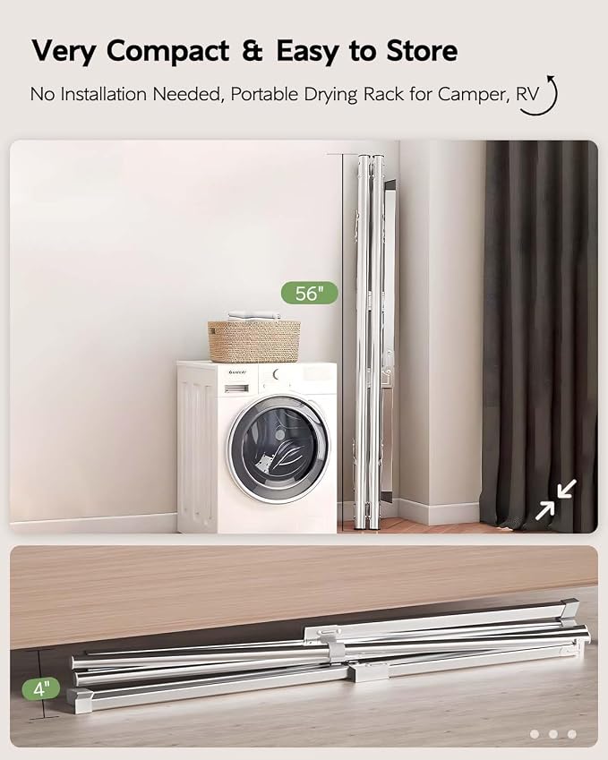 Clothes Drying Rack 63 Inches Folding Indoor Outdoor, Drying Rack Clothing - Image 3