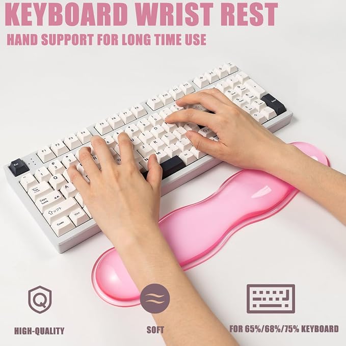 Ergonomic Silicone Gel Keyboard and Mouse Wrist Rest Set – Clear Wrist Rest - Image 3