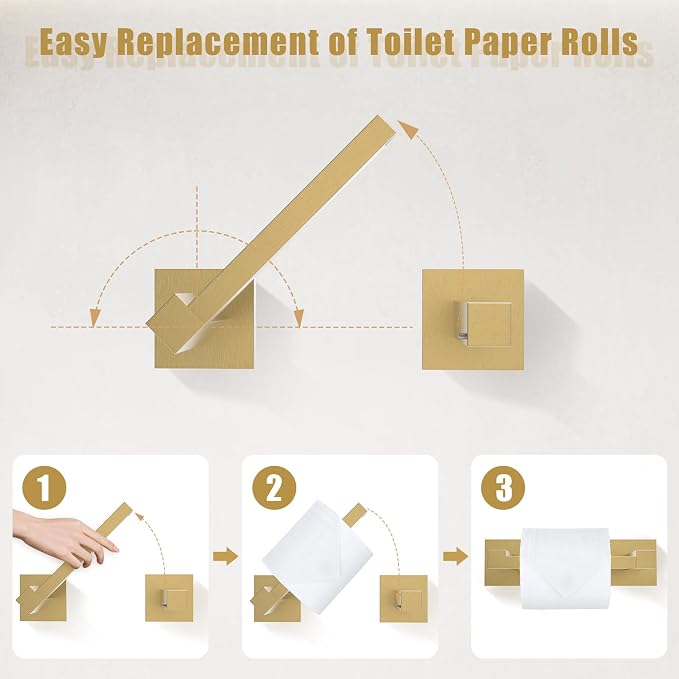 TQKAG Brushed Gold Bathroom Hardware Accessories Set 5 Pieces, Double Post - Image 4