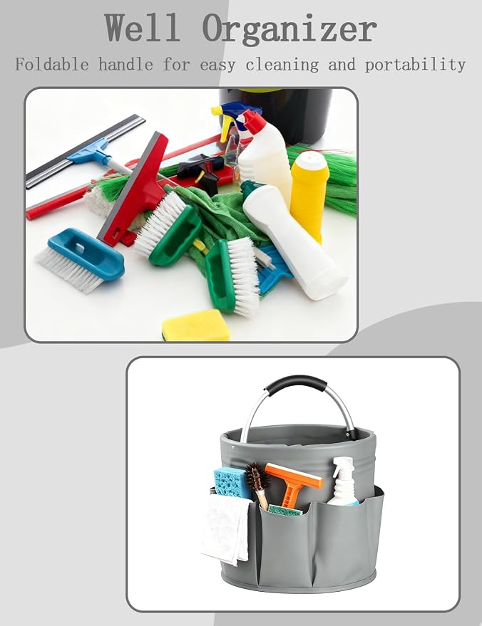 Cleaning Caddy with Handle, Cleaning Products Organiser, Foldable Storage Basket - Image 7