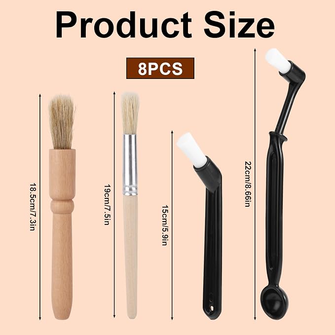 8pcs Coffee Cleaning Brush Set, Espresso Machine & Grinder Cleaning Brushes - Image 2