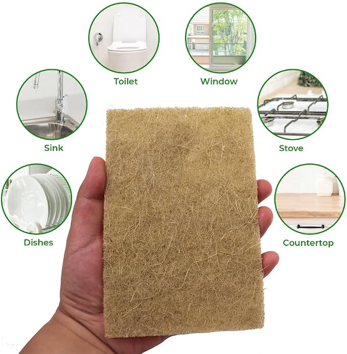 Natural Scouring Pads 15 Pack- Non-Scratch Sisal Cleaning Scrub Pads - Image 6