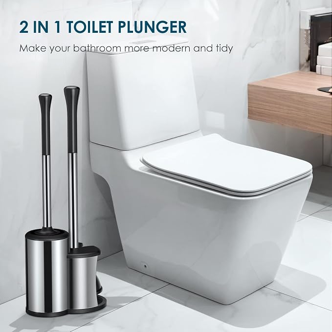 HAMITOR Toilet Plunger Bowl Brush Set: Hideaway Heavy Duty Toilet Plunger - Image 7