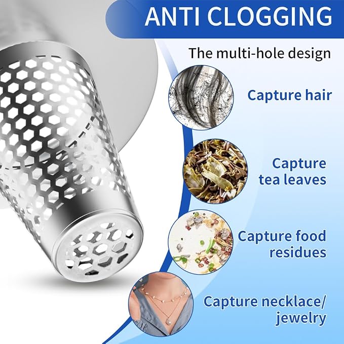 2Pack Bathroom Sink Drain Strainer, Reusable Sink Strainer Bath Tub Hair Catcher - Image 3