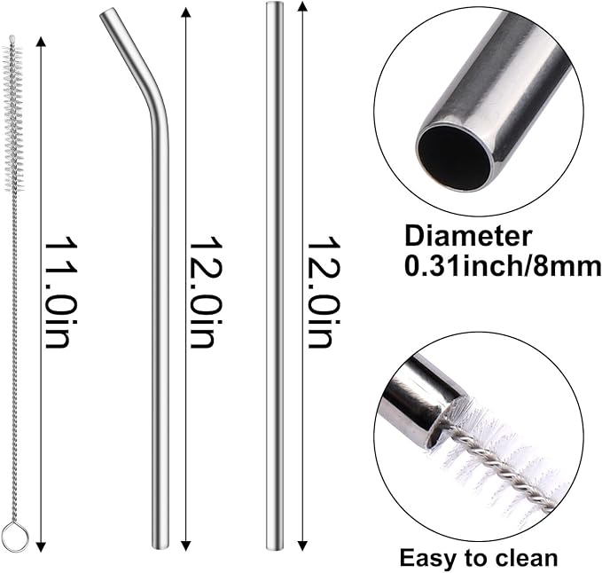 AIERSA Metal Straws for 40oz Tumbler Replacement, 12 Inch Reusable Stainless - Image 2