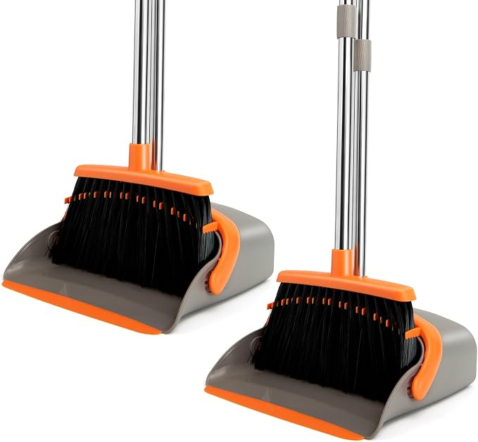 2-Pack Broom and Dustpan Set by XXFLOWER
