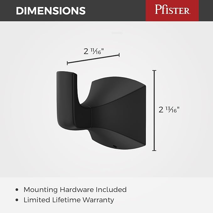 Pfister Bruxie Towel Hook, Bathroom Towel Hook, Wall-Mounted, Matte Black Finish - Image 5