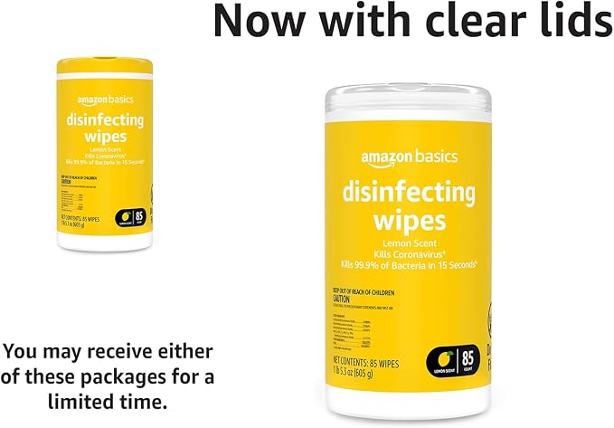 Amazon Basics Disinfecting Wipes, Lemon Scent, Thick All Purpose Cleaning Wipes - Image 5