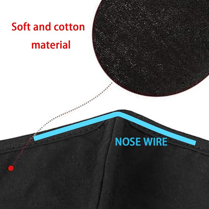 Black Cloth Face Mask 3 Pack, Reusable and Breathable Face Covering - Image 5