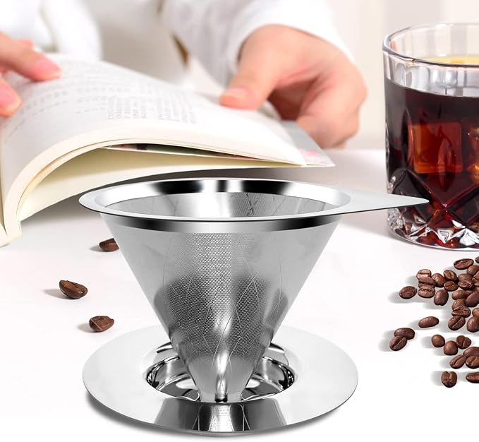 LHS Pour Over Coffee Dripper Reusable Coffee Filter Paperless Coffee Filter - Image 5