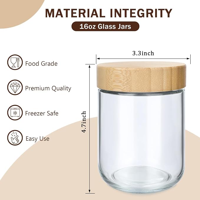 OcePor 6 Pack 16oz Glass Jars - Image 2