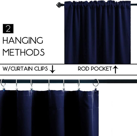 Cafe Kitchen Curtains 36 Inches Long 2 Panels, Short Black Out Curtain - Image 2