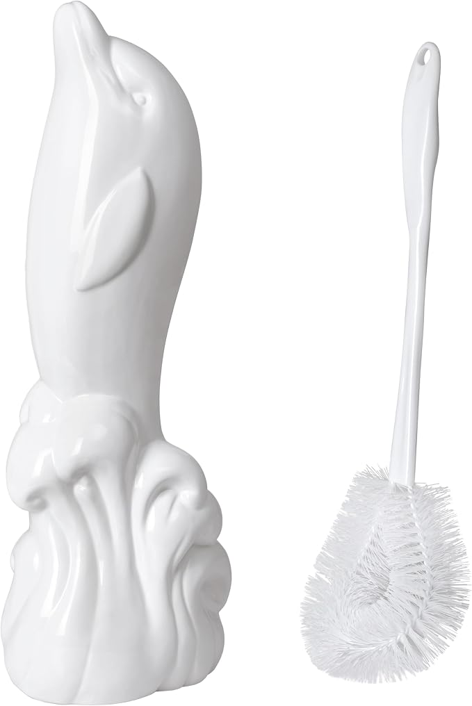 Dolphin Ceramic Toilet Brush Holder - Image 4