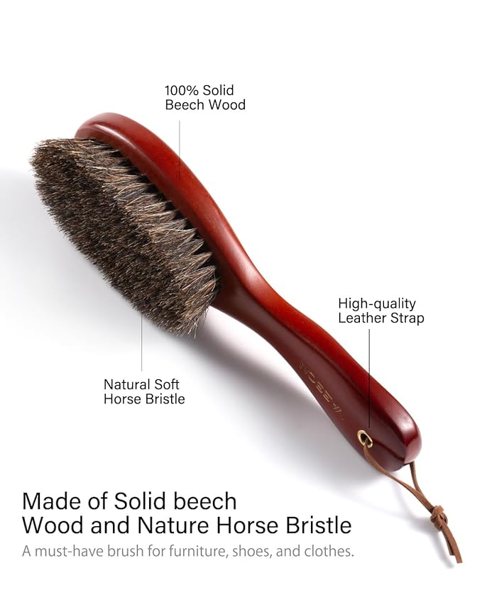 VASSON Clothes Brush, Pure Horse Bristle Garment Brush Removes Lint, Pet Hair - Image 4
