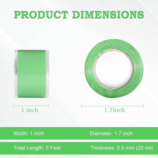 Self Fusing Silicone Tape 1 in x 5' Green Waterproof Rubber Leak Proof Sealing - Image 2