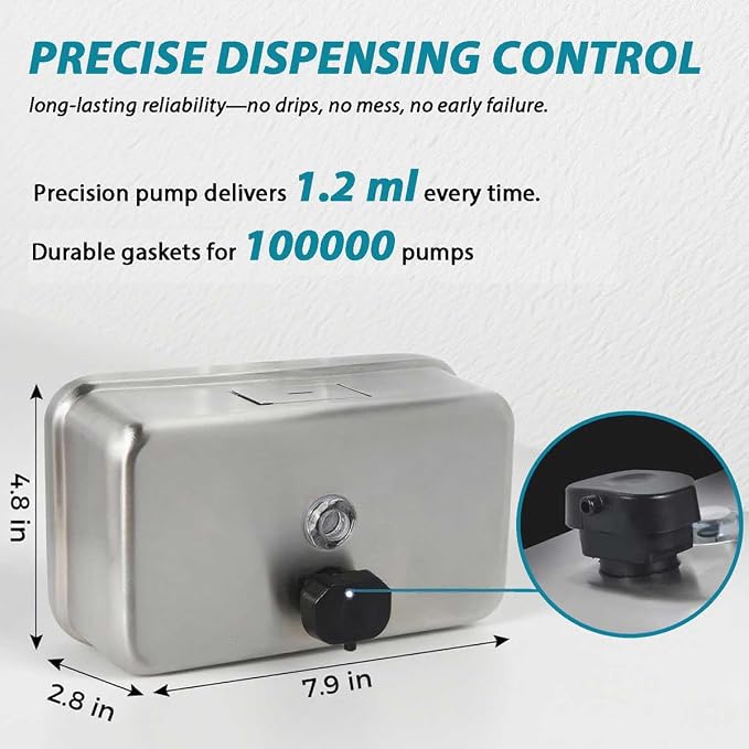Commercial Soap Dispenser Wall Mount – Antirust Stainless Steel Soap Dispenser - Image 2