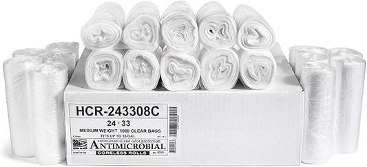 Aluf Plastics - 12-16 Gallon Clear Trash Bags - 24" x 33"- 8 Micron Equivalent by AlufPlastics