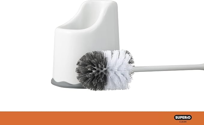 Superio Toilet Brush with Holder Grey, Comfort Grip, Matching Caddy, Clean - Image 3