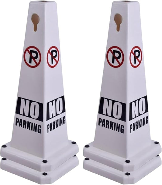 4-Pack 26.5" Caution Cones, 4-Sided Visible Safety Signs by OranclUS