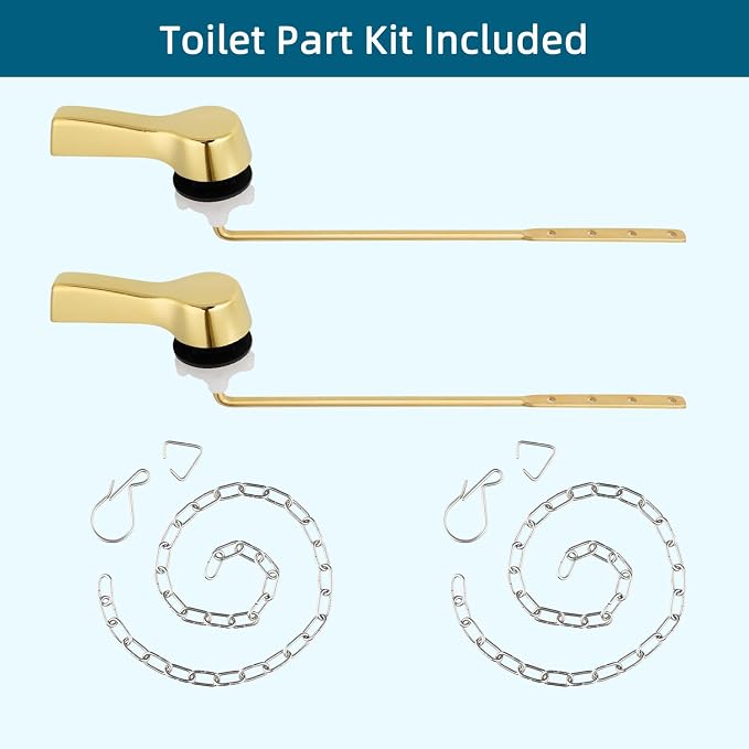 Hygie Rinse 2PCS Metal Toilet Handle Lever Flush Replacement, Universal Front - Image 2