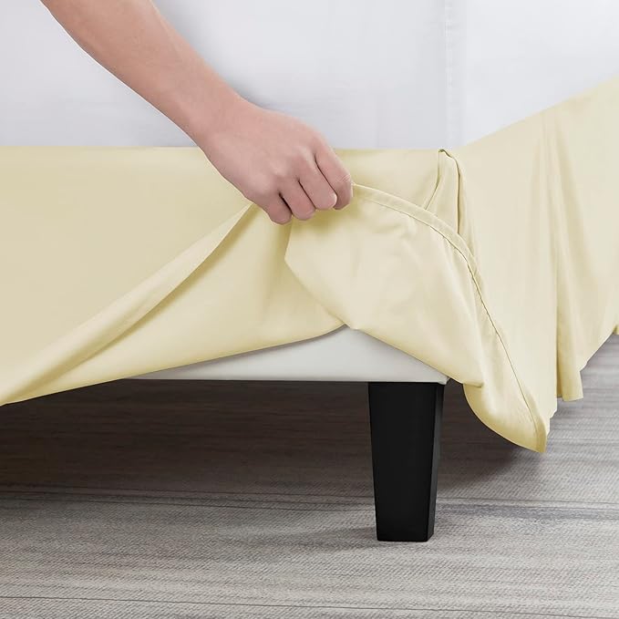 Nestl Vanilla Yellow Full Bed Skirt - Full Size Bed Skirt 14 Inch Drop - Brushed Microfiber Bed Skirts - Hotel Quality Pleated Bed Skirt - Shrinkage & Fade Resistant