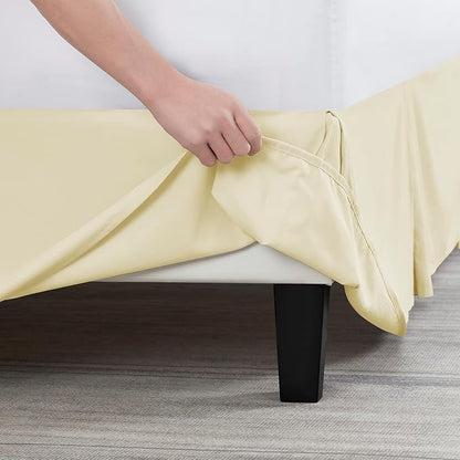 Nestl Vanilla Yellow Full Bed Skirt - Full Size Bed Skirt 14 Inch Drop - Brushed Microfiber Bed Skirts - Hotel Quality Pleated Bed Skirt - Shrinkage & Fade Resistant