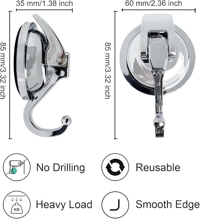 Heavy Duty Suction Cup Hooks for Shower, Bathroom Robe - Image 4