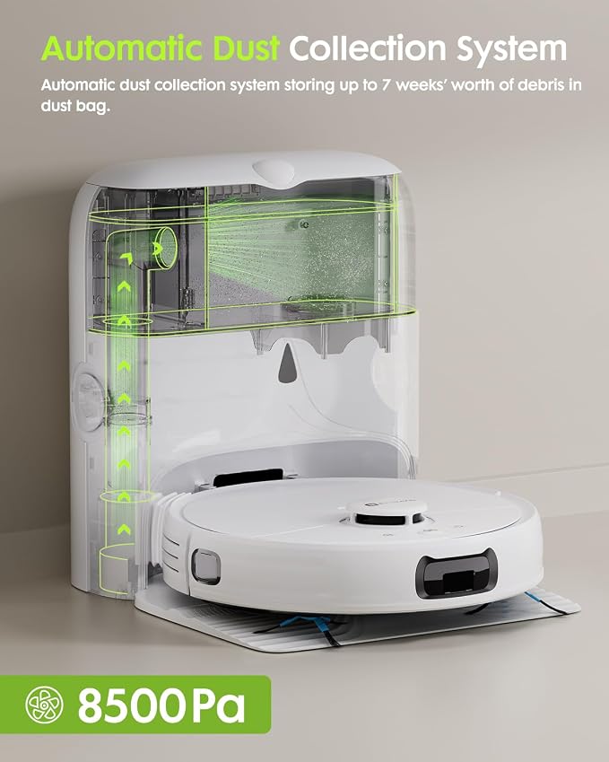 V5 Robot Vacuum and Mop, 8500Pa Suction, Laser Navigation, Self-Emptying - Image 2