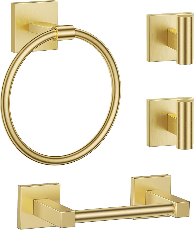 Towel Ring Set 4 Piece Bathroom Hardware Set Includes Towel Ring 2 Towel Hooks by LairuierBathroomHardwareSet
