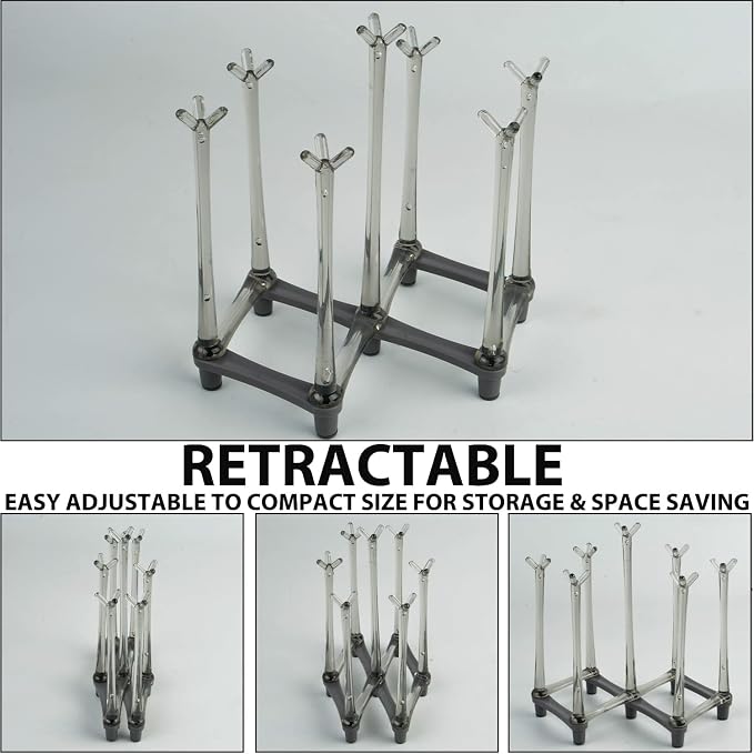 2 Pcs Cup Drying Racks Set, Retractable Drinking Glass & Baby Bottle Drainer - Image 2