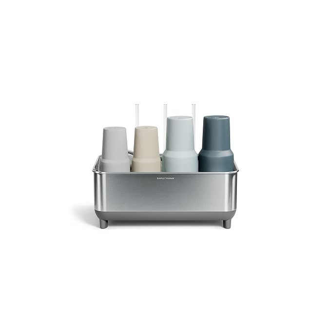 simplehuman Bottle Dock, Steel Frame Fast Drying Bottle Rack, Three-Compartment by Simplehuman