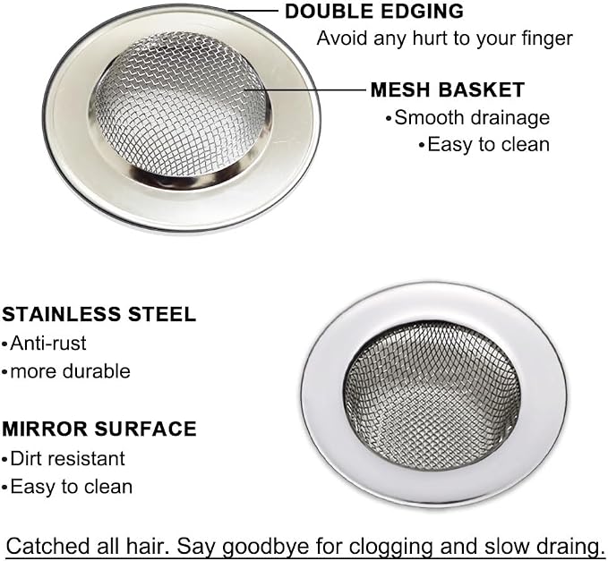 1.50" Bathtub Strainers, Bathroom Sink Strainers, Shower Drain Hair Catcher - Image 3
