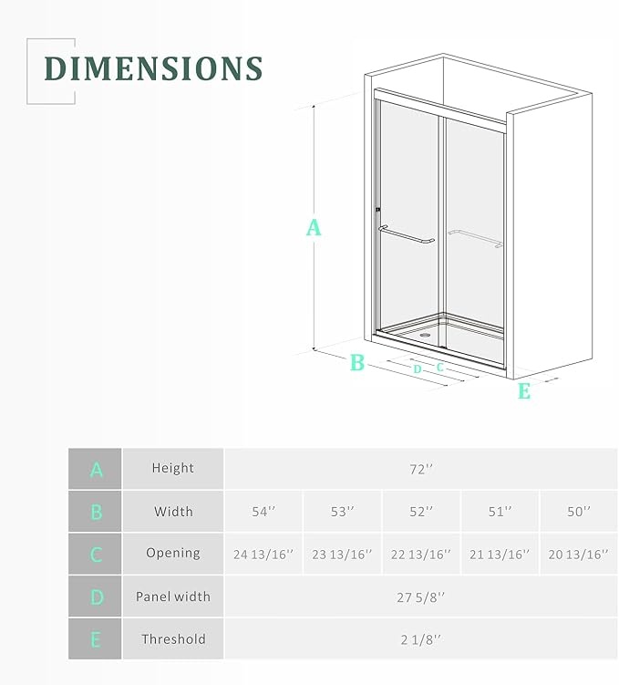 Brushed Nickel Glass Shower Door, Waterproof Design Double Sliding Stainless - Image 5