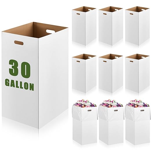 10 Pack 30 Gallon Corrugated Cardboard Trash Cans Bulk by Kritkin