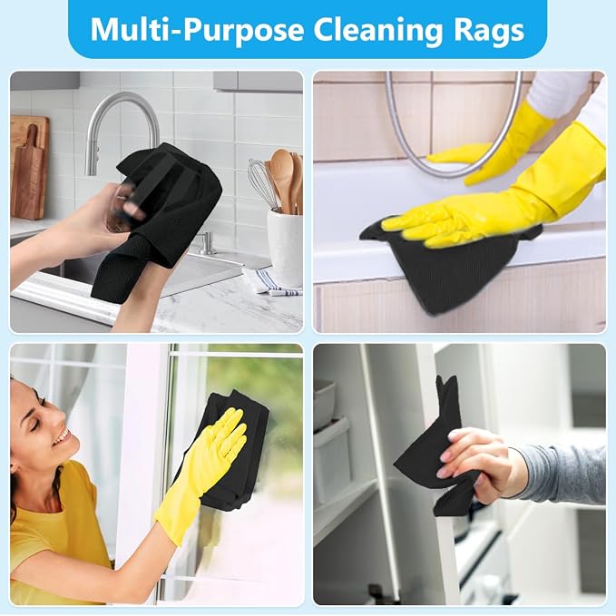 GLIMGLINT Black Microfiber Cleaning Cloth, 100 Pack Cleaning Rags, Ultra - Image 3