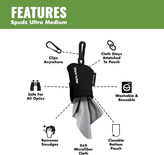 SPUDZ Ultra Microfiber Lens Cleaner – Closable Pouch, Washable – - Image 3
